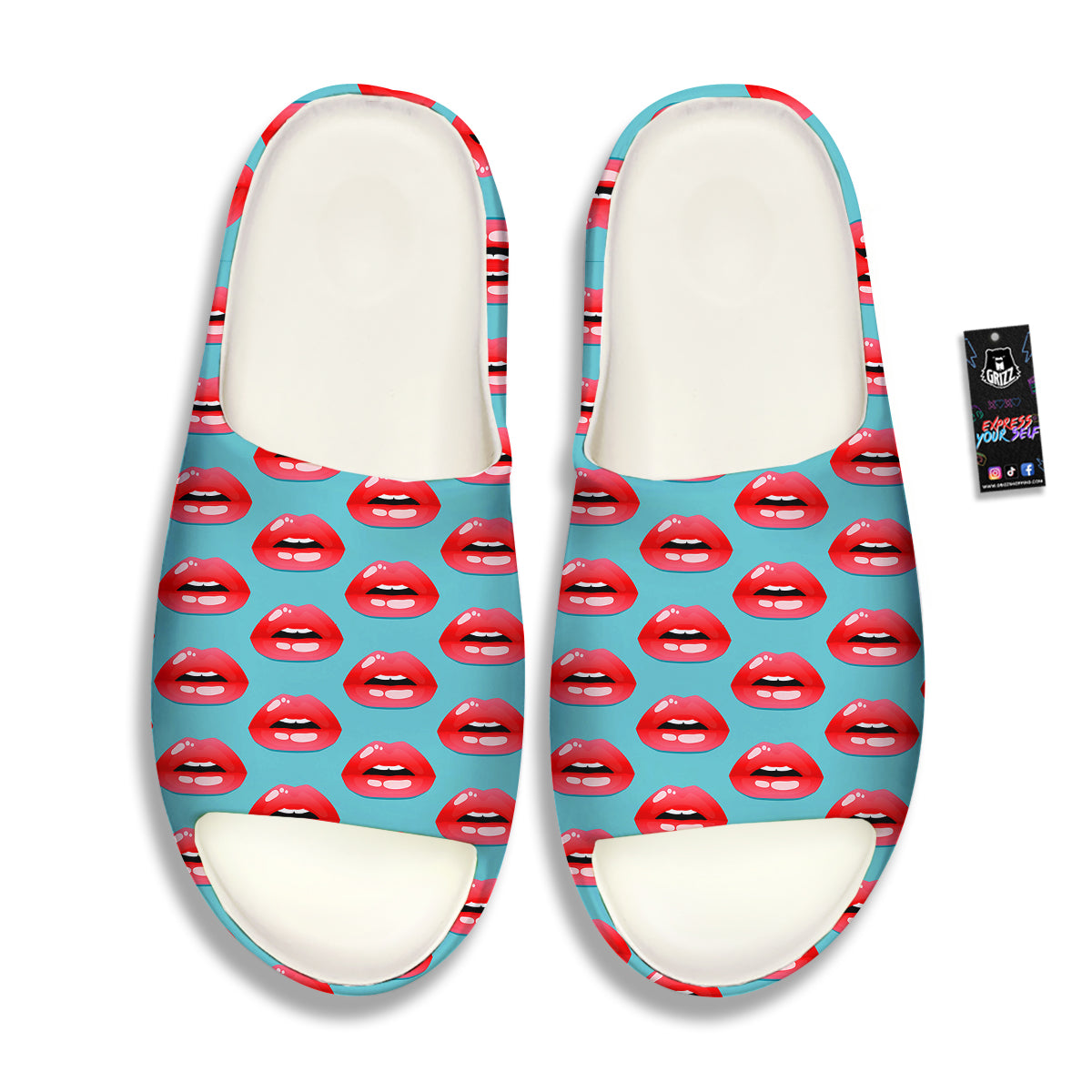 Women's Lips Print Pattern Sandals-grizzshop
