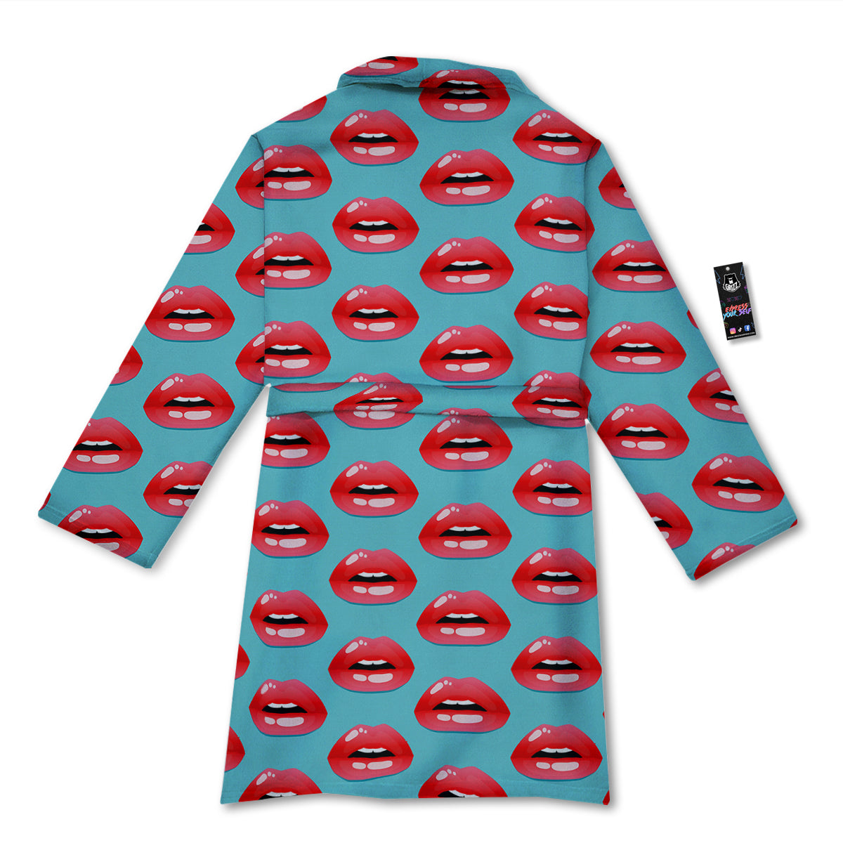 Women's Lips Print Pattern Bathrobe-grizzshop