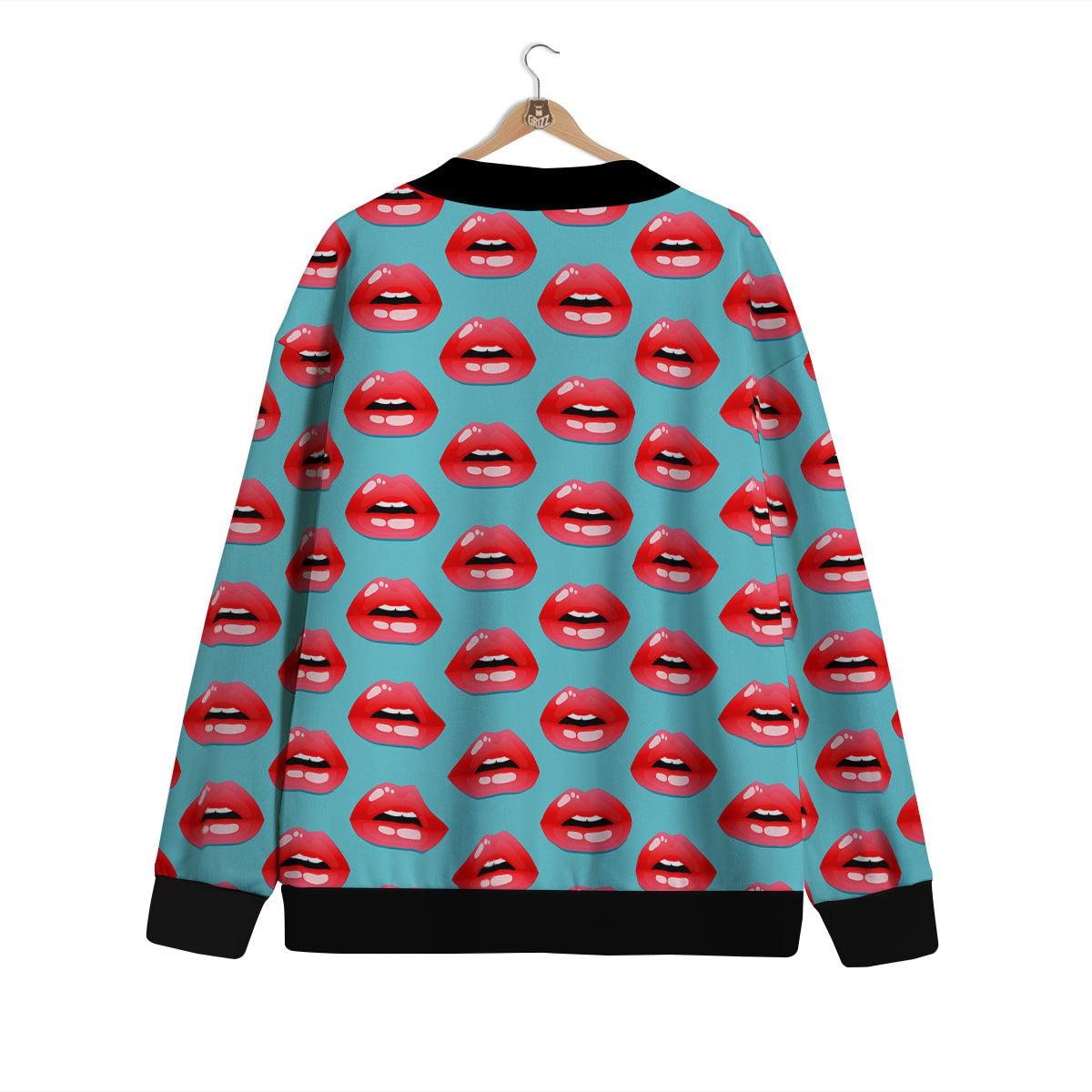 Women's Lips Print Pattern Cardigan-grizzshop