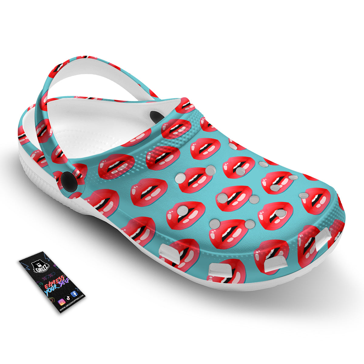 Women's Lips Print Pattern Clog-grizzshop