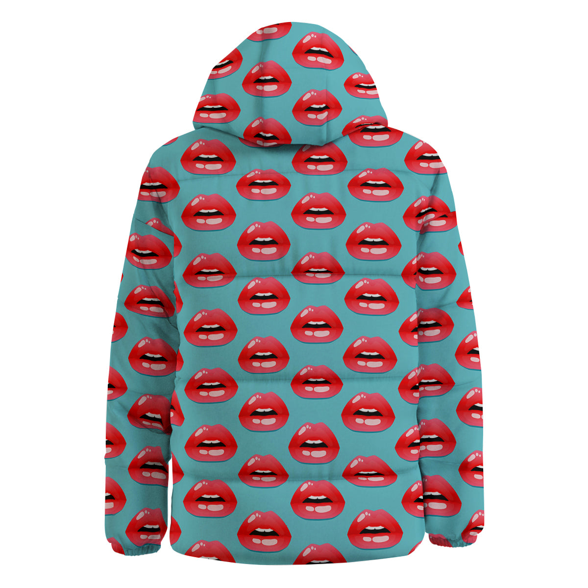 Women's Lips Print Pattern Down Jacket-grizzshop