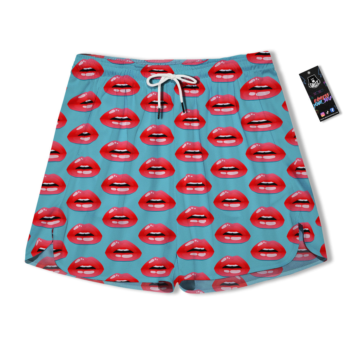 Women's Lips Print Pattern Men's Running Shorts-grizzshop