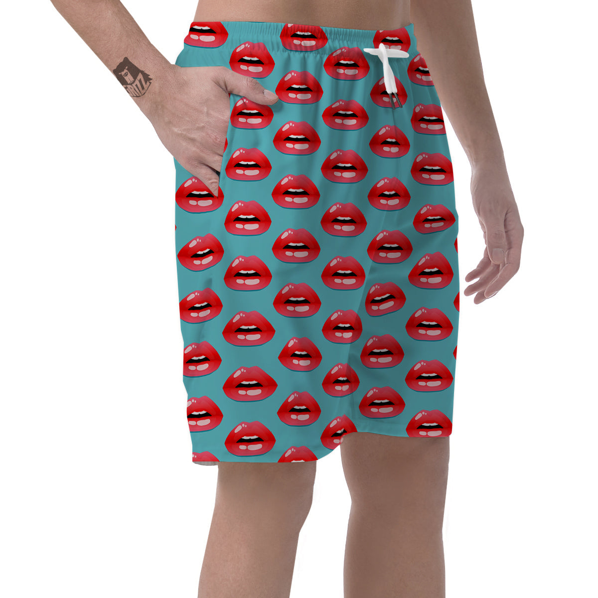Women's Lips Print Pattern Men's Shorts-grizzshop