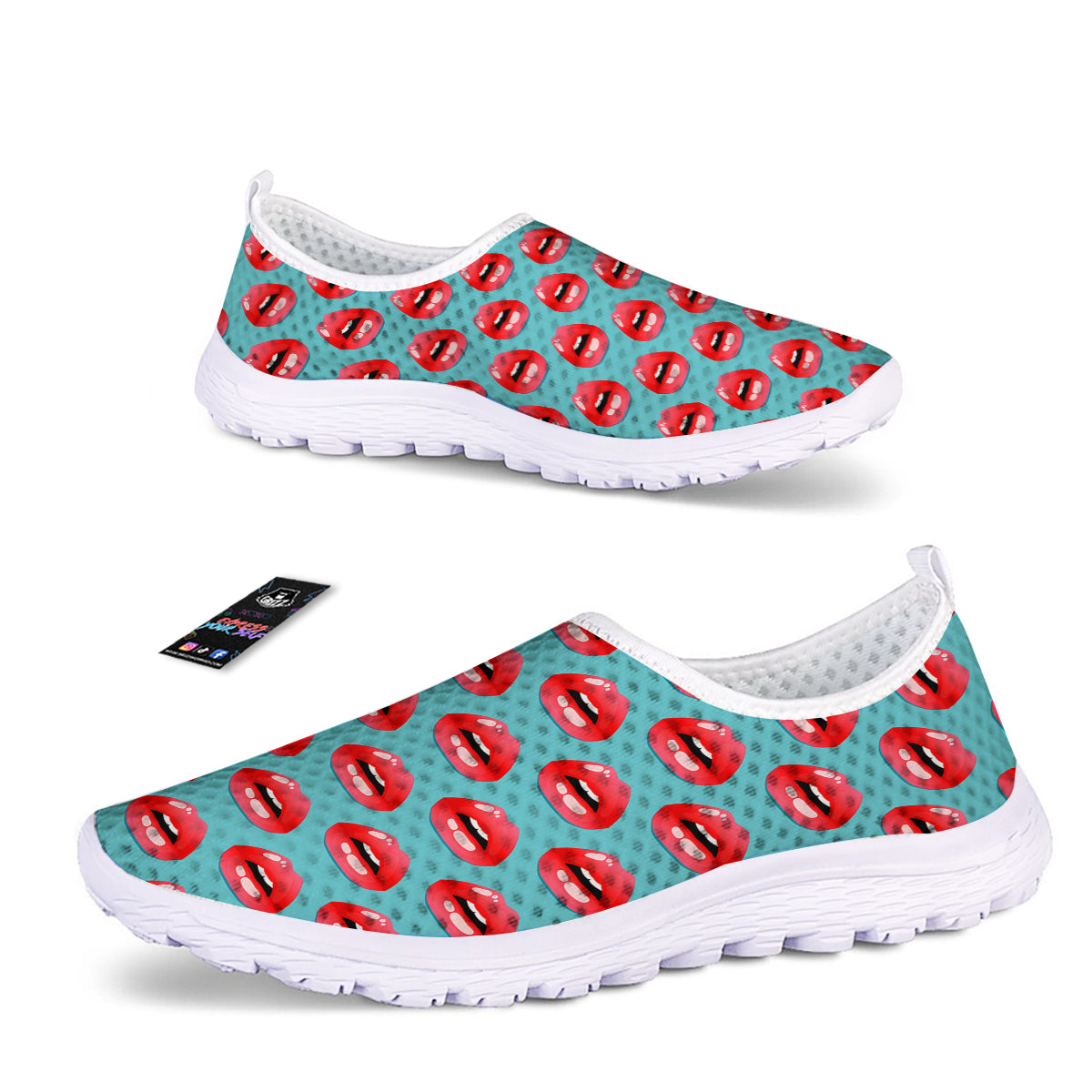 Women's Lips Print Pattern Nurse Shoes-grizzshop
