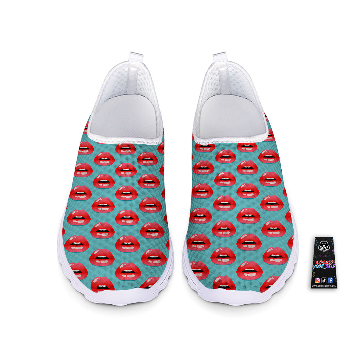 Women's Lips Print Pattern Nurse Shoes-grizzshop