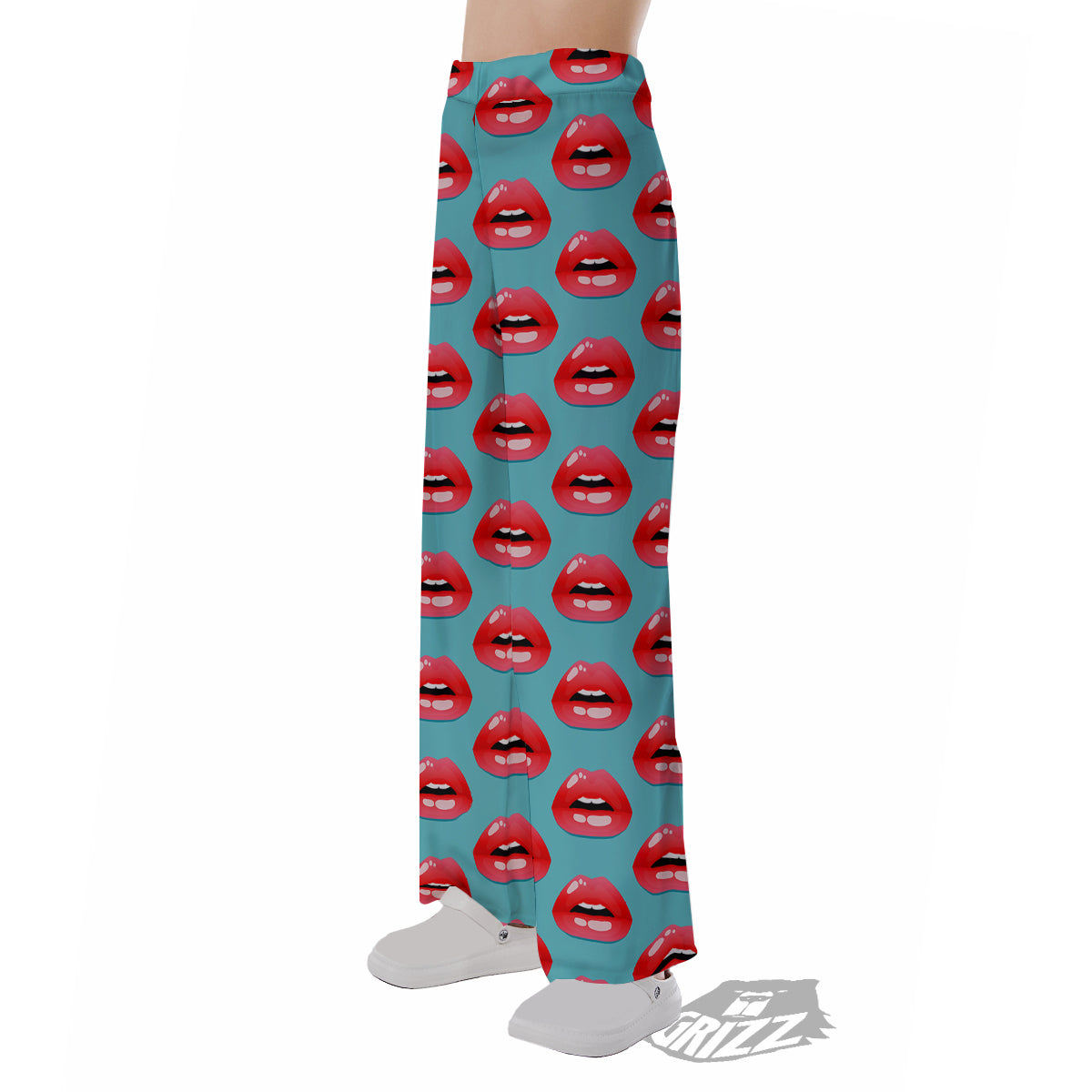 Women's Lips Print Pattern Pajama Pants-grizzshop