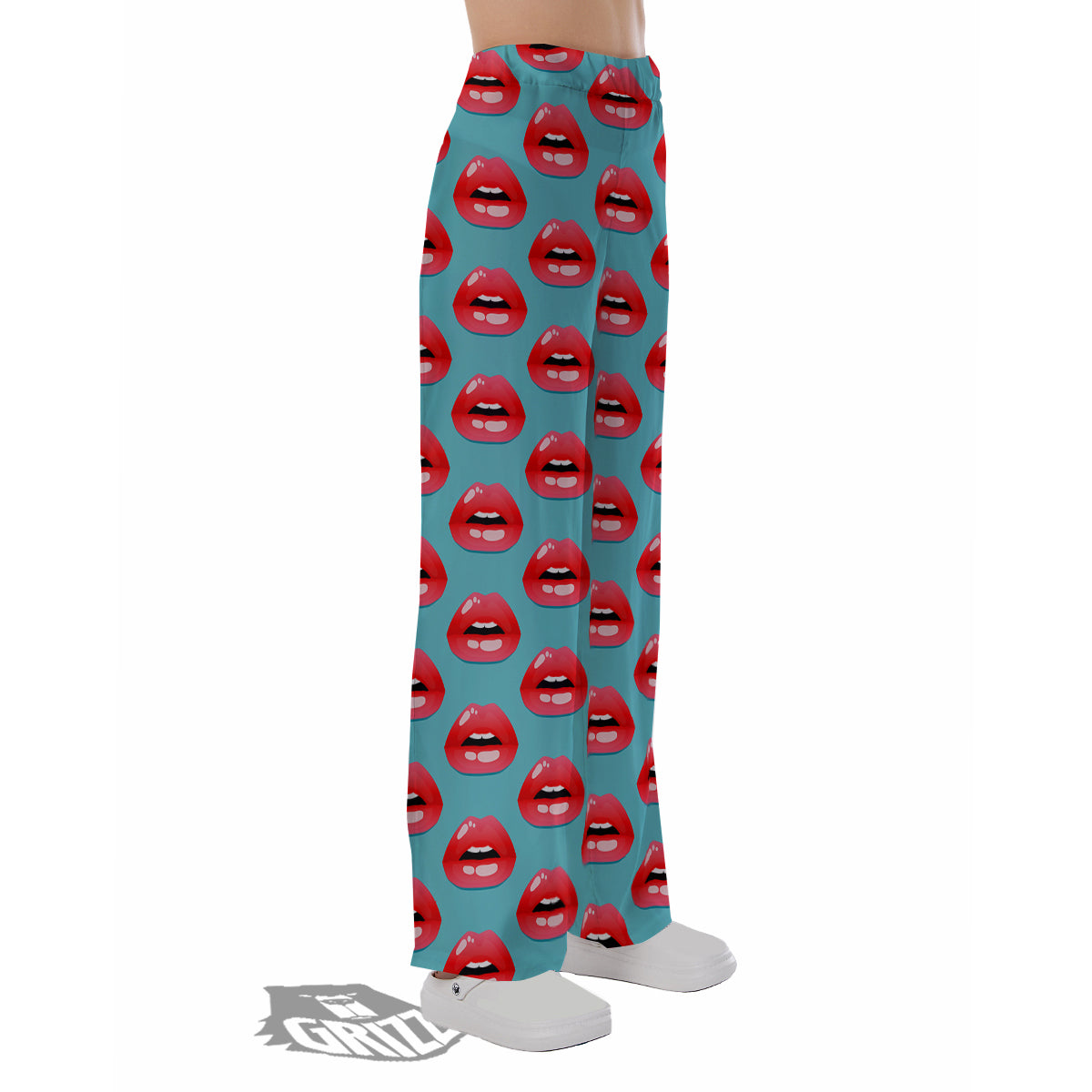 Women's Lips Print Pattern Pajama Pants-grizzshop