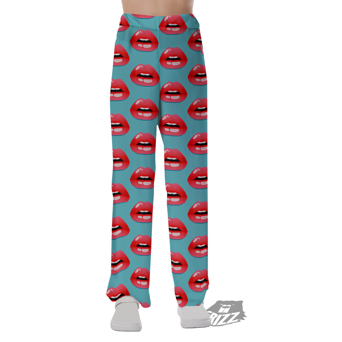 Women's Lips Print Pattern Pajama Pants-grizzshop