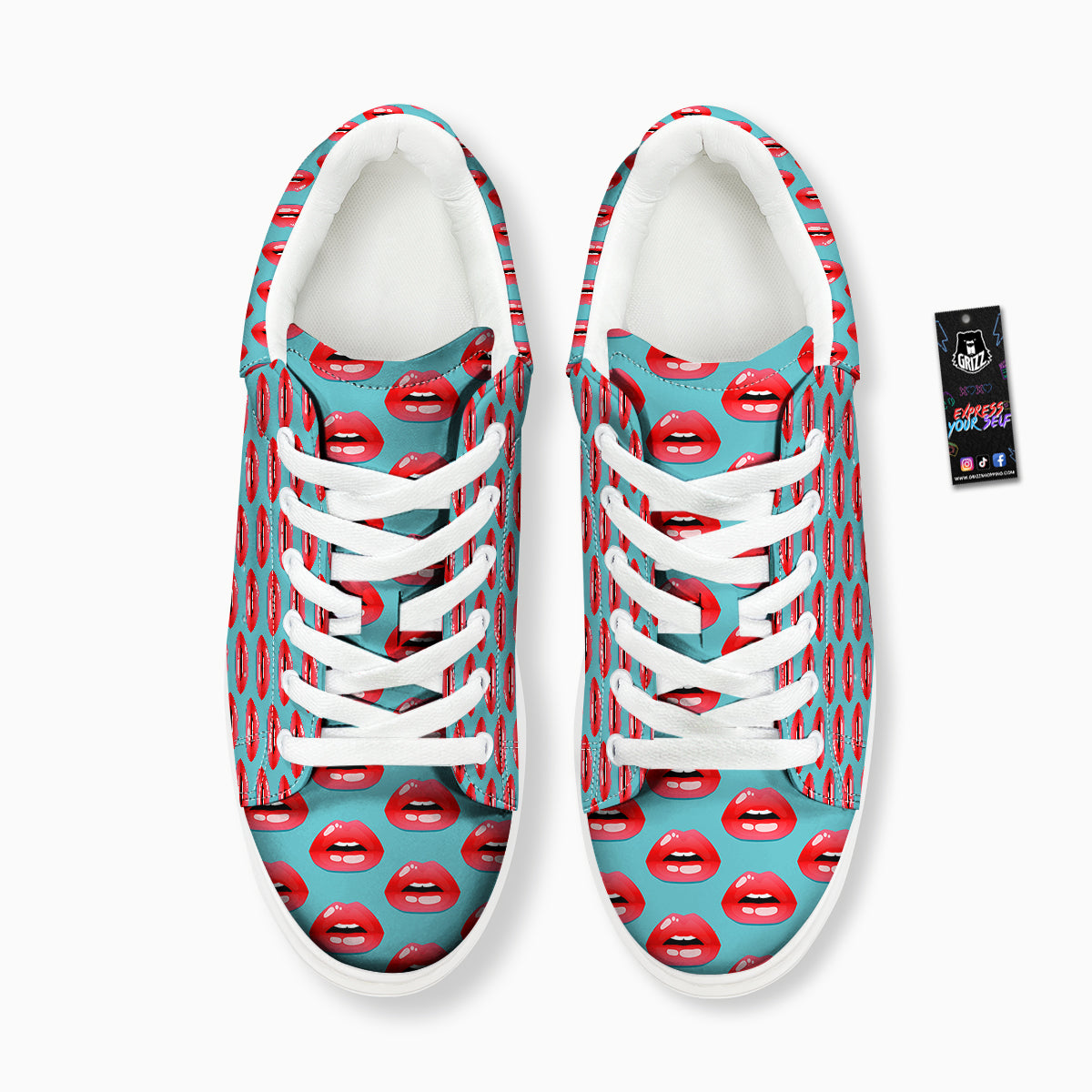 Women's Lips Print Pattern Platform Shoes-grizzshop