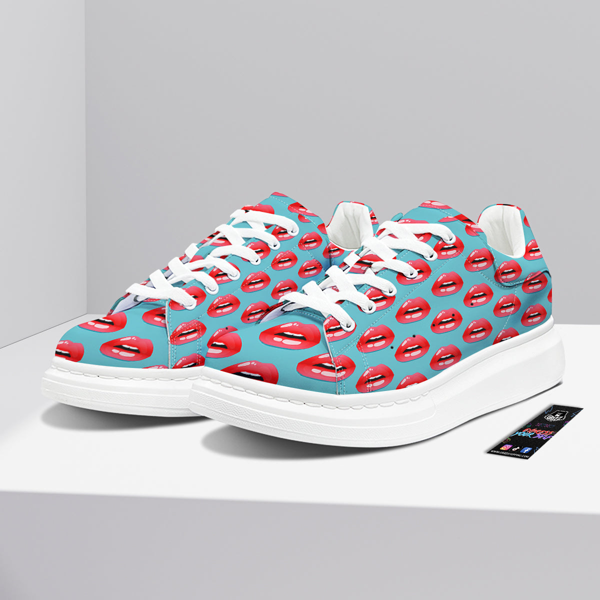 Women's Lips Print Pattern Platform Shoes-grizzshop