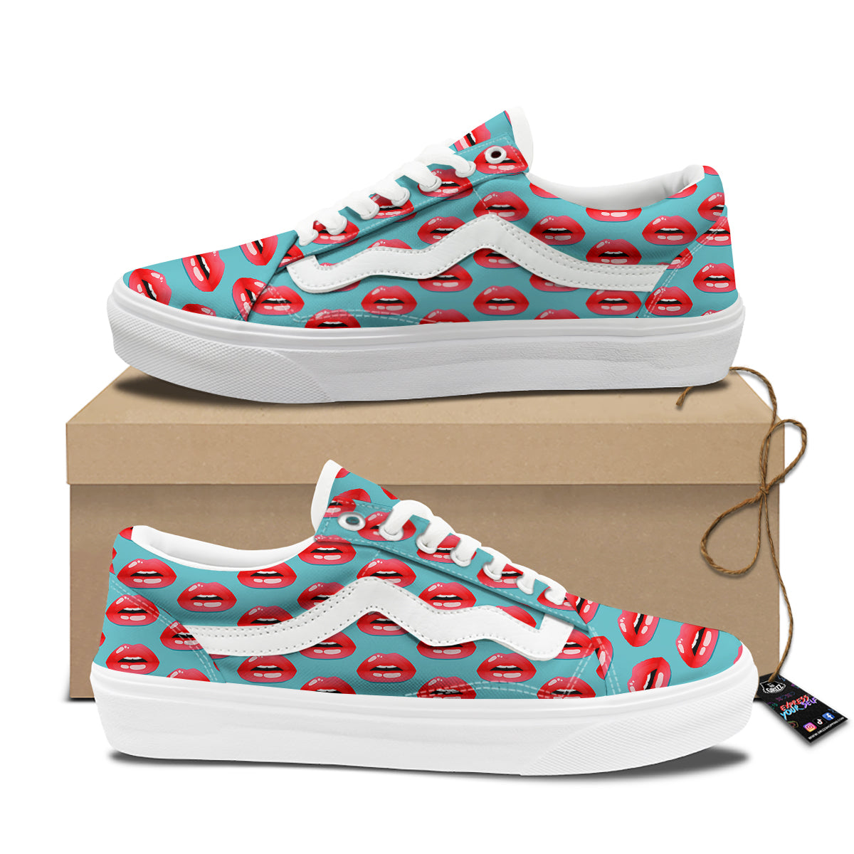 Women's Lips Print Pattern Skate Shoes-grizzshop