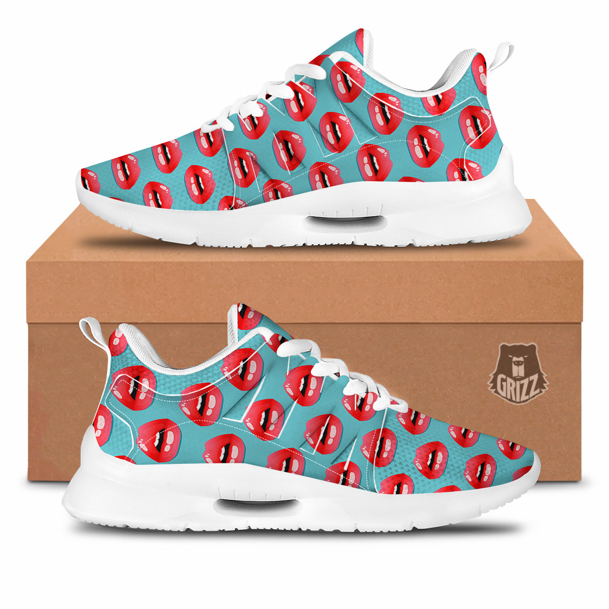 Women's Lips Print Pattern Tennis Shoes-grizzshop