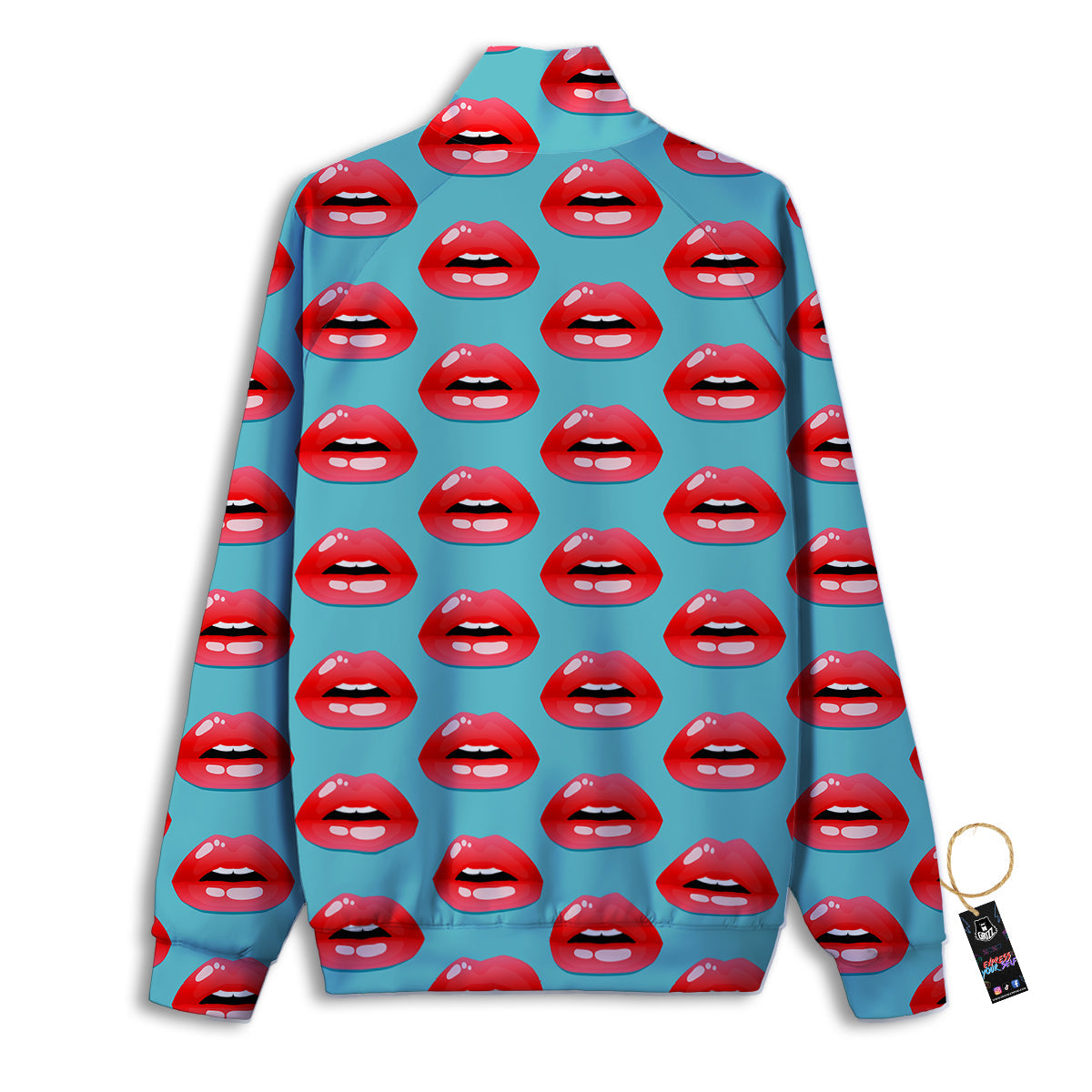 Women's Lips Print Pattern Track Jacket-grizzshop
