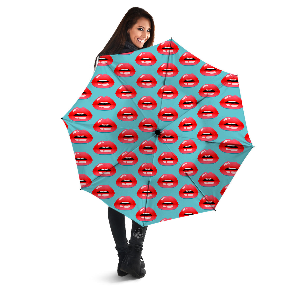 Women's Lips Print Pattern Umbrella-grizzshop
