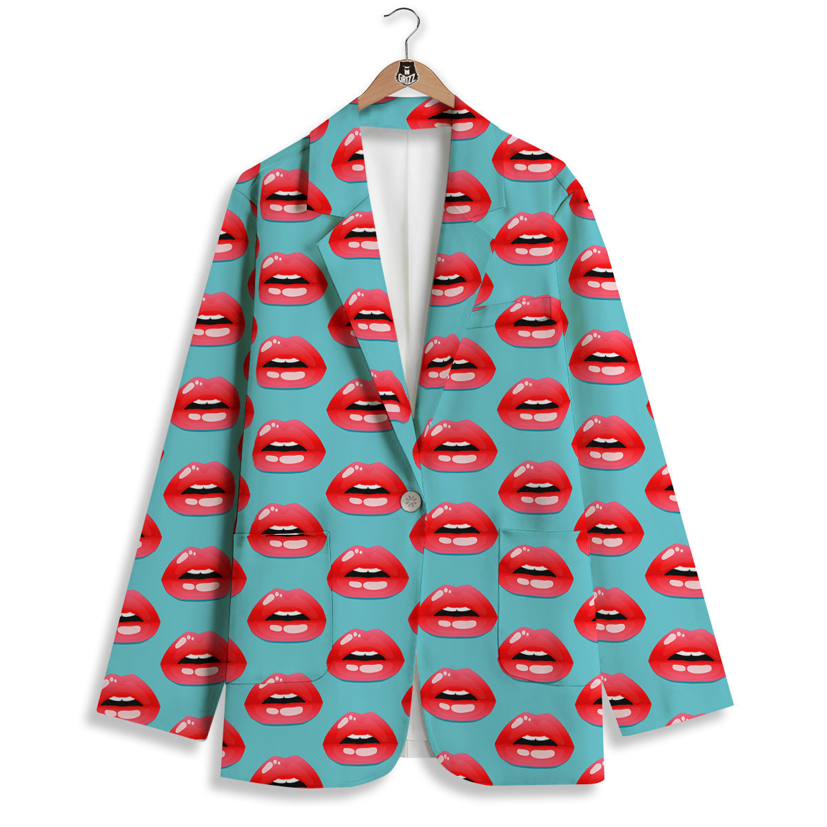 Women's Lips Print Pattern Women's Blazer-grizzshop