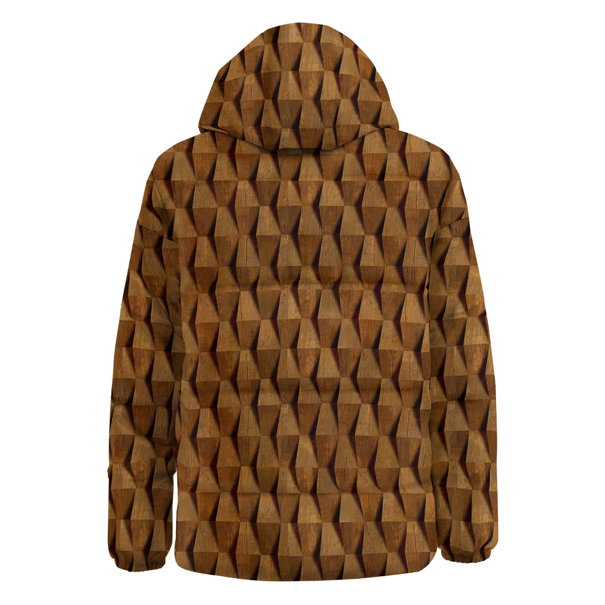 Wood Wall 3D Print Pattern Down Jacket-grizzshop