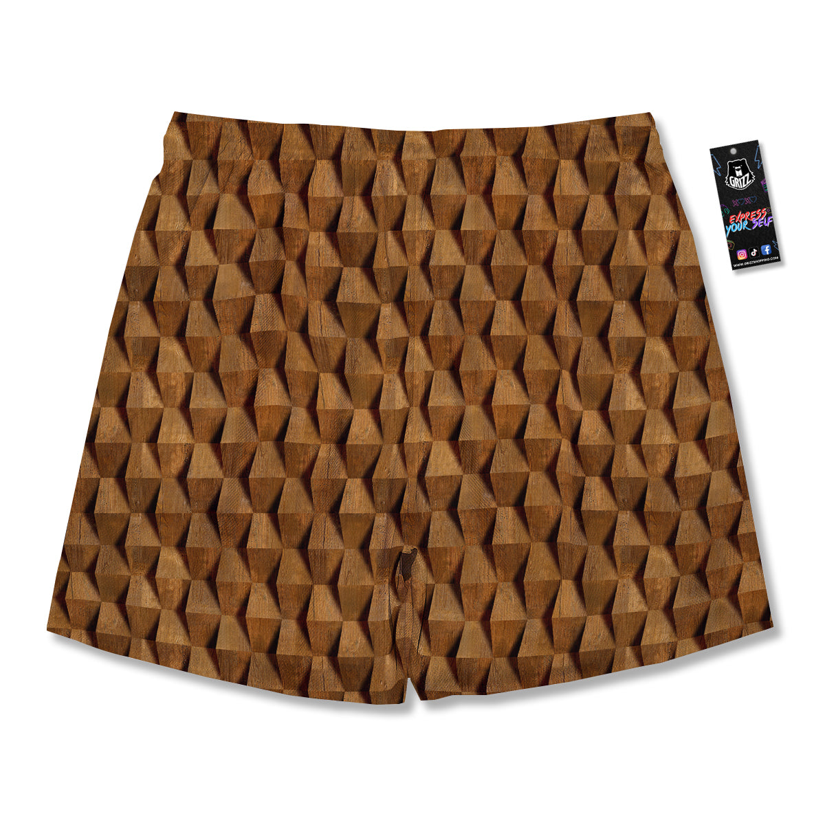 Wood Wall 3D Print Pattern Men's Running Shorts-grizzshop