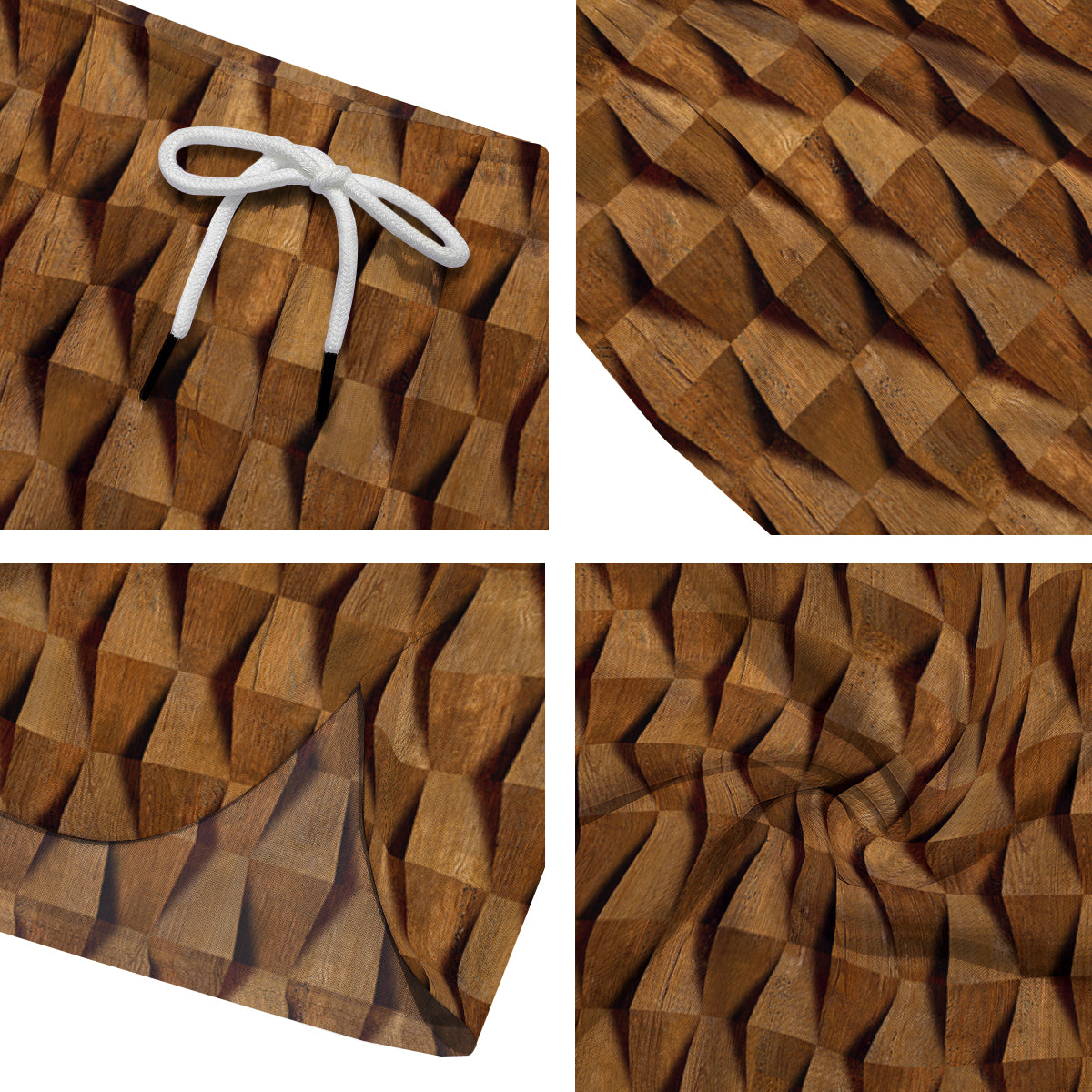 Wood Wall 3D Print Pattern Men's Running Shorts-grizzshop