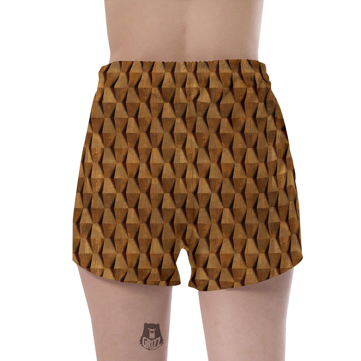 Wood Wall 3D Print Pattern Women's Shorts-grizzshop