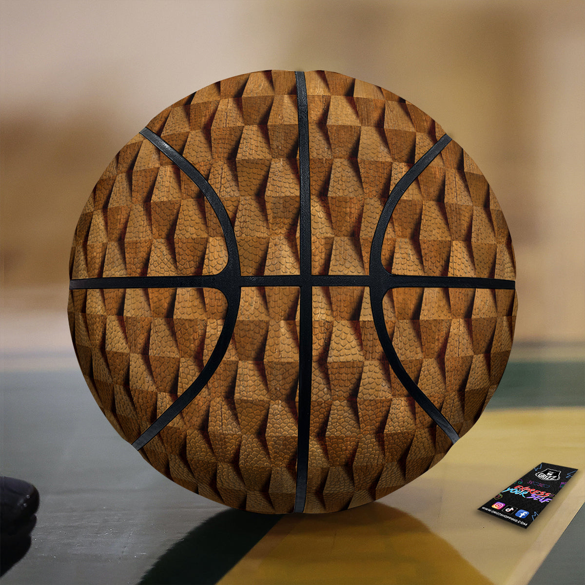 Wood Wall 3D Print Pattern Basketball