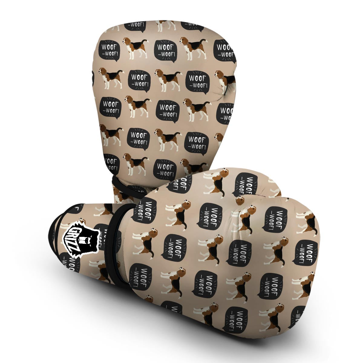 Woof Woof Beagle Pattern Print Boxing Gloves-grizzshop