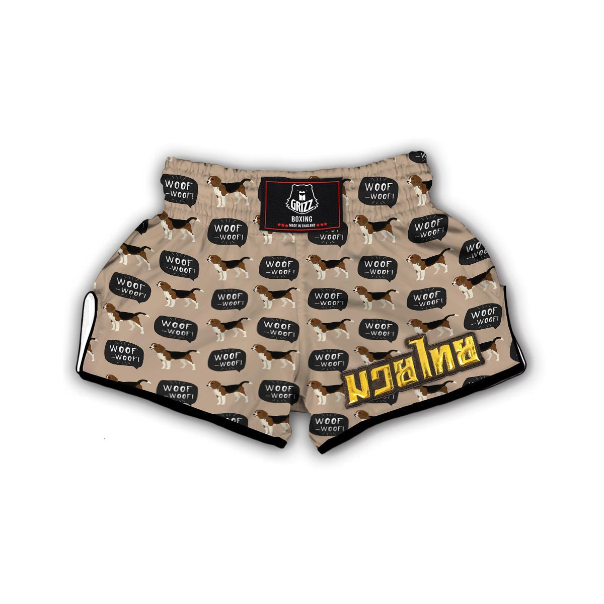 Woof Woof Beagle Pattern Print Muay Thai Boxing Shorts-grizzshop