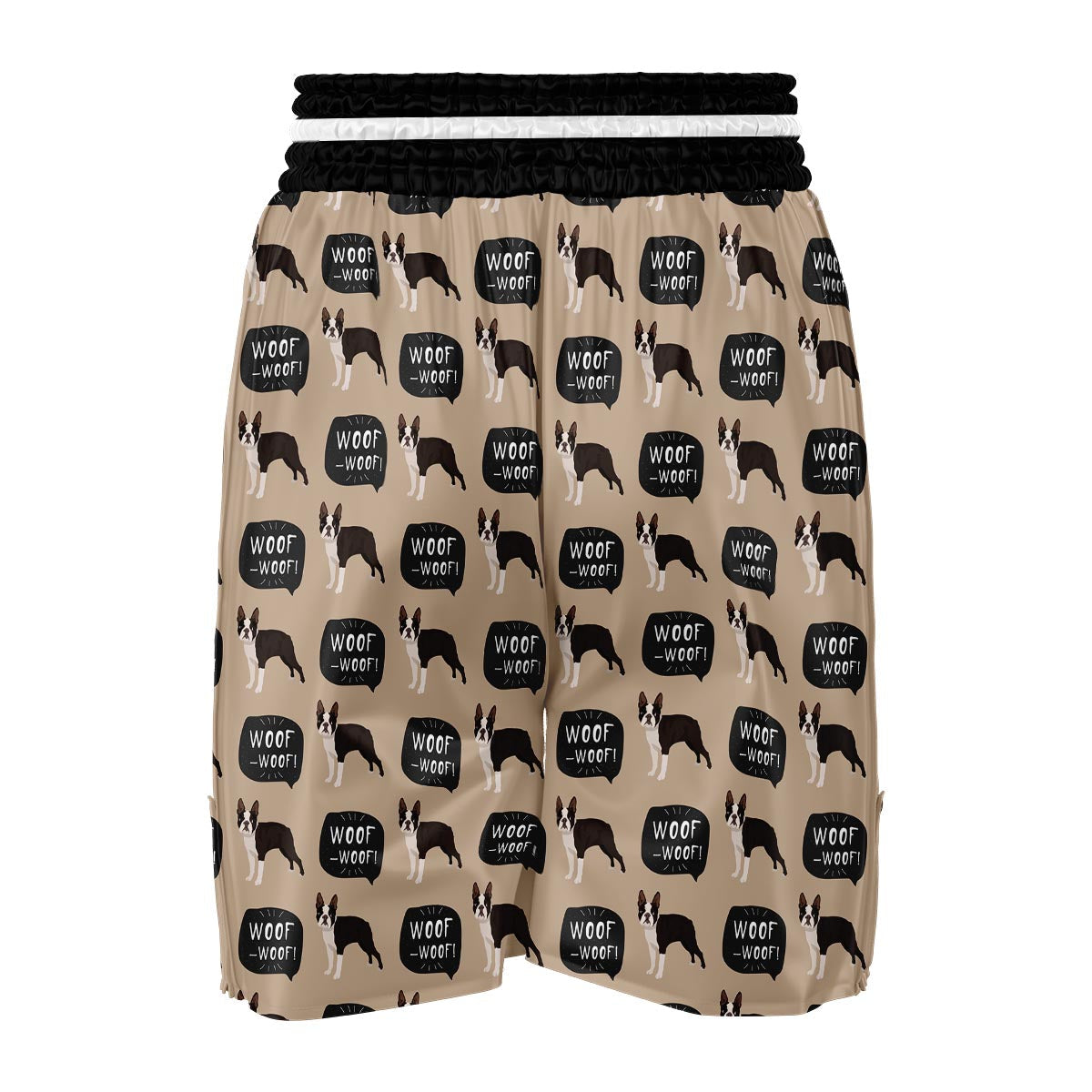 Woof Woof Boston Terrier Pattern Print Boxing Shorts-grizzshop