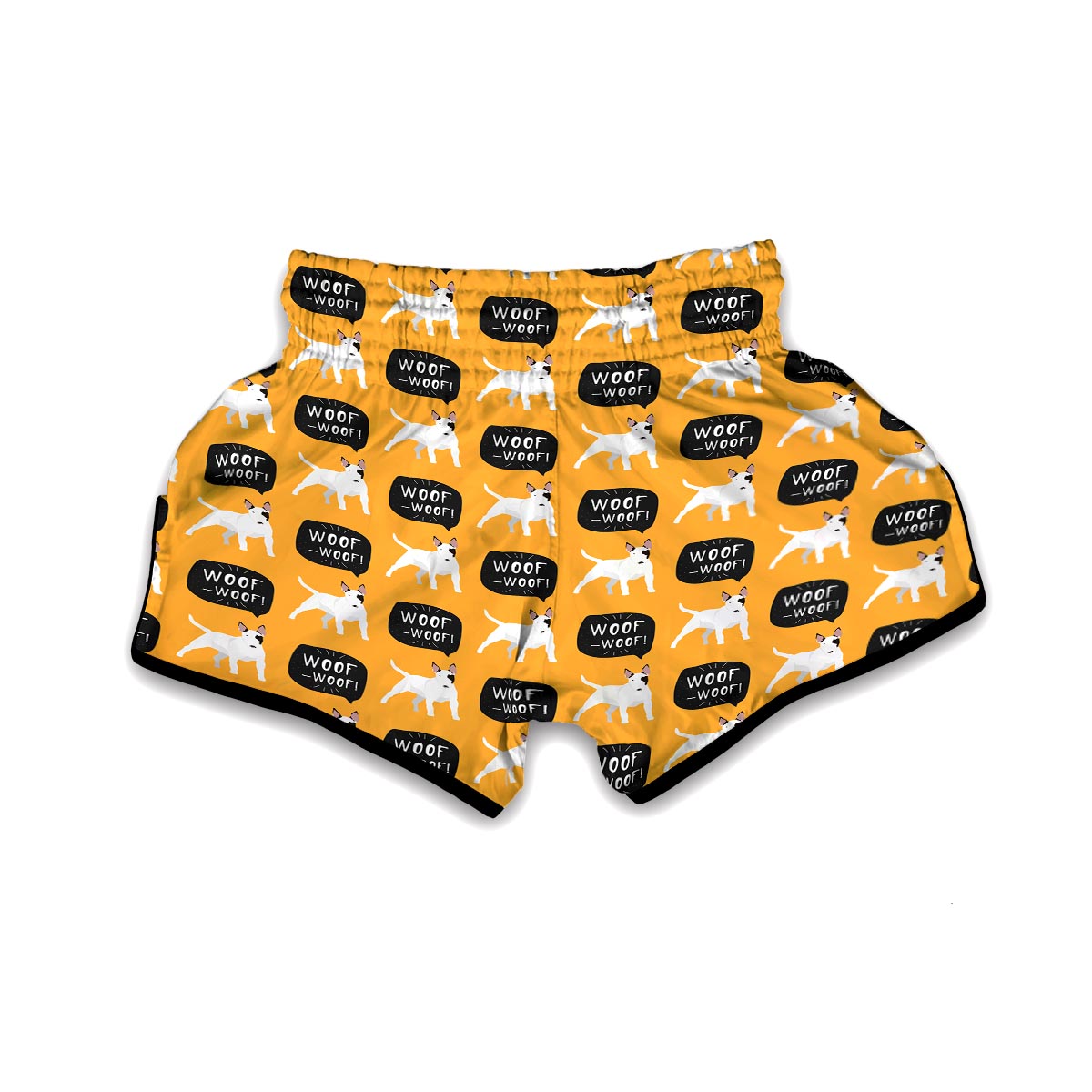 Woof Woof Bull Terrier Pattern Print Muay Thai Boxing Shorts-grizzshop