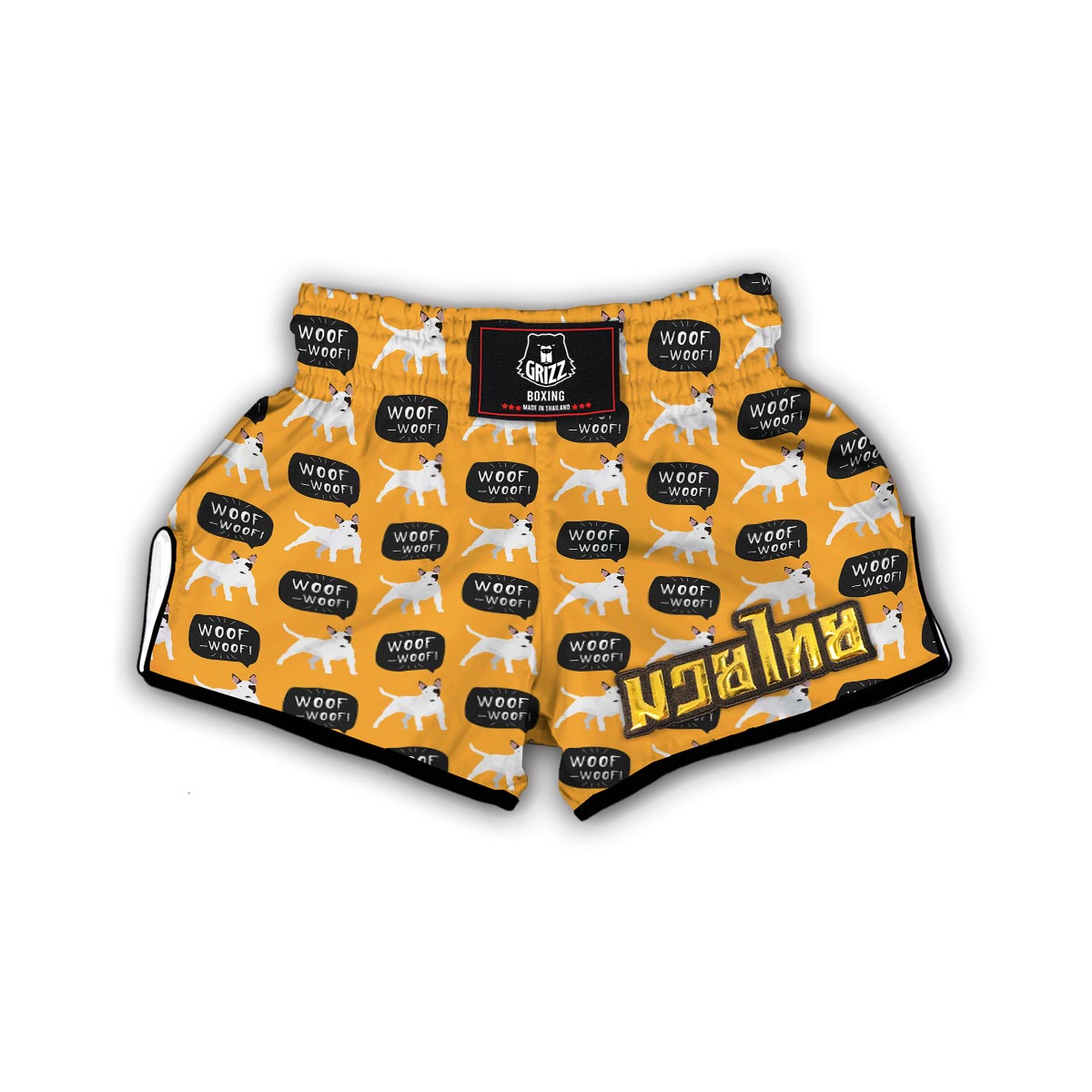 Woof Woof Bull Terrier Pattern Print Muay Thai Boxing Shorts-grizzshop