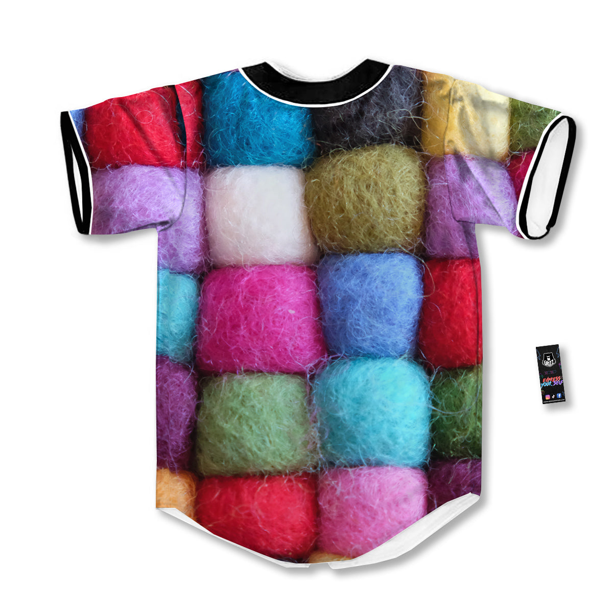 Wool Yarns Colorful Print Baseball Jersey-grizzshop