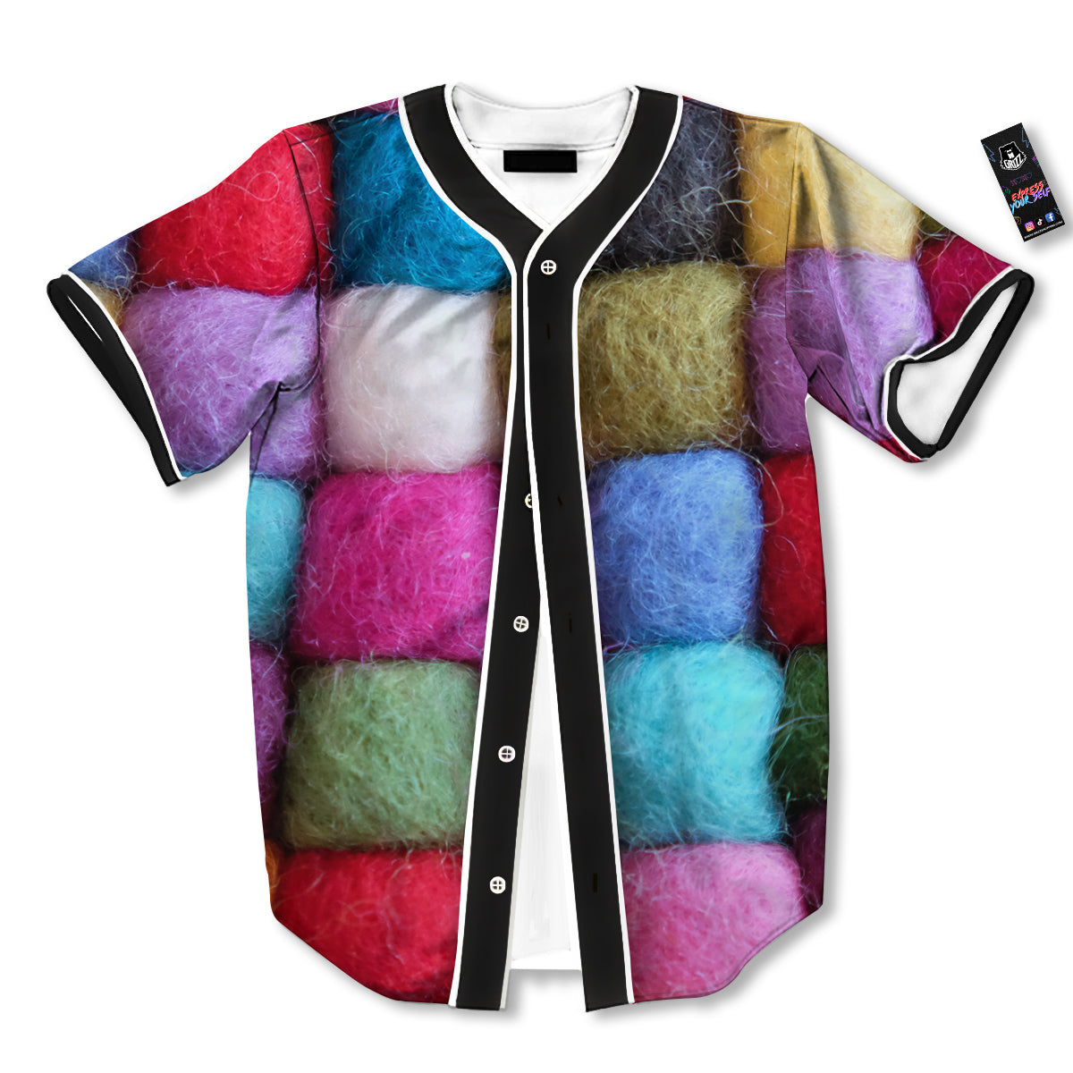 Wool Yarns Colorful Print Baseball Jersey-grizzshop
