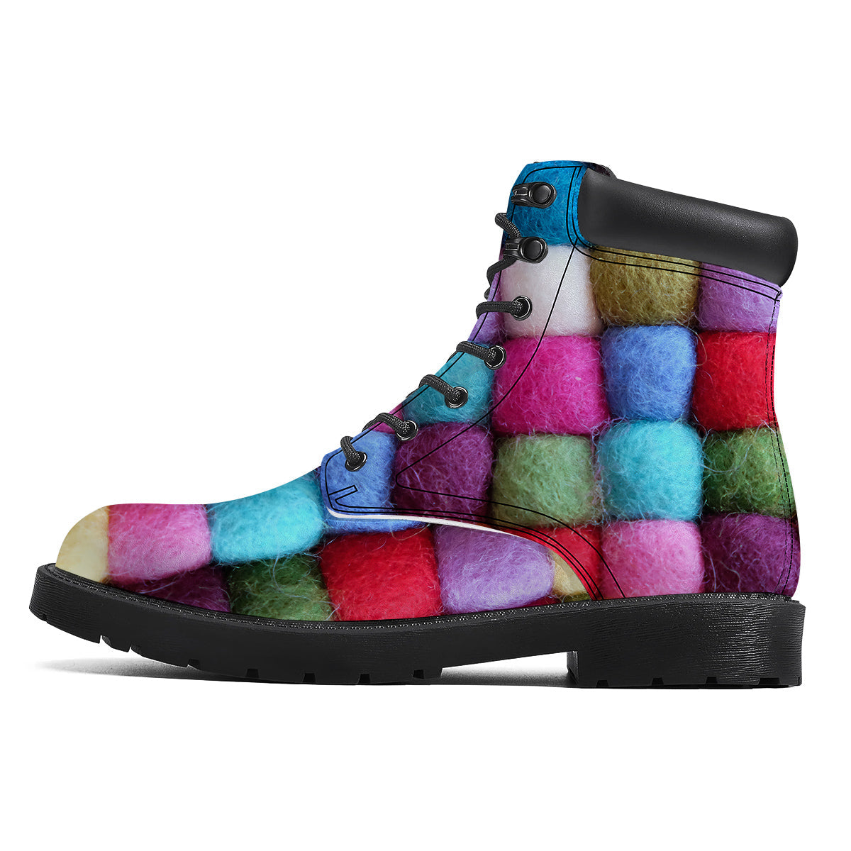 Wool Yarns Colorful Print Boots-grizzshop