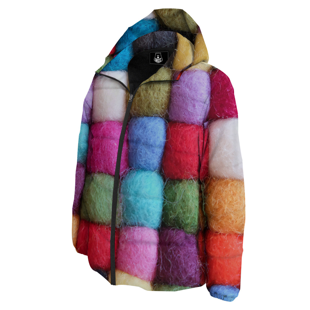 Wool Yarns Colorful Print Down Jacket-grizzshop