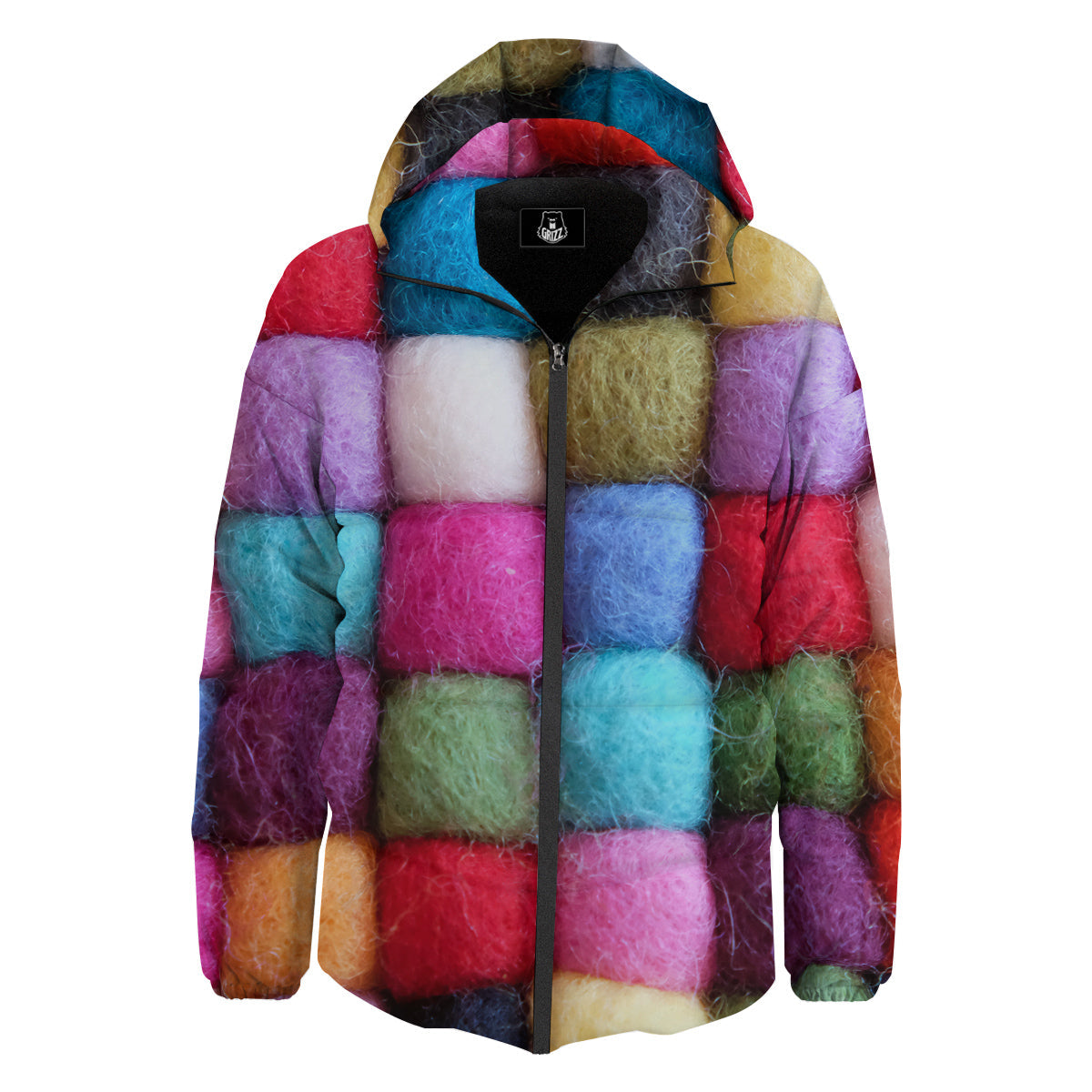 Wool Yarns Colorful Print Down Jacket-grizzshop