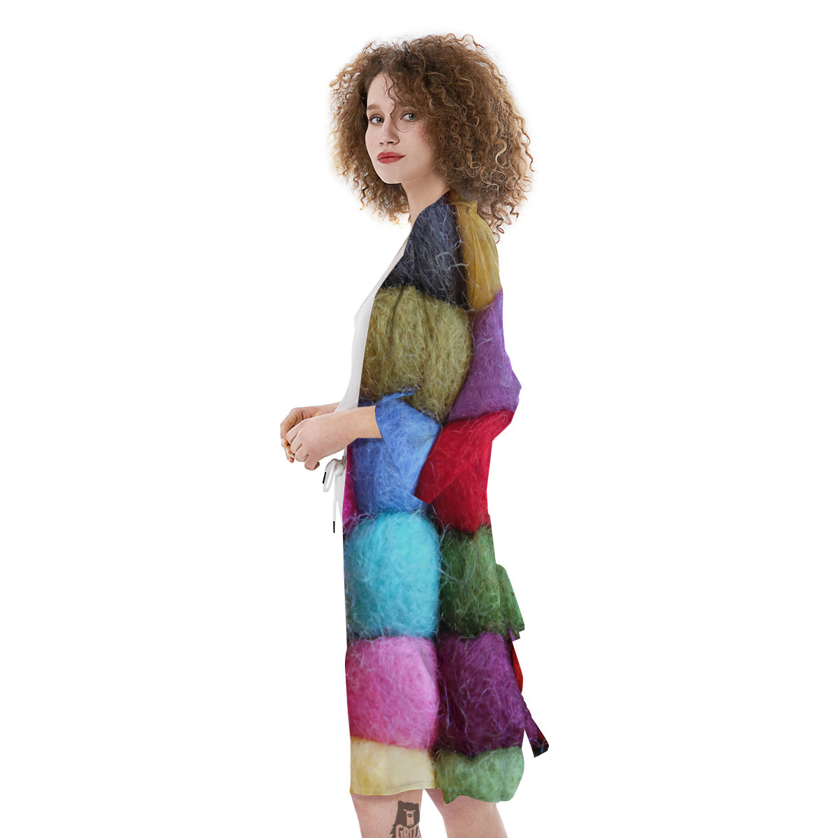 Wool Yarns Colorful Print Kimono-grizzshop