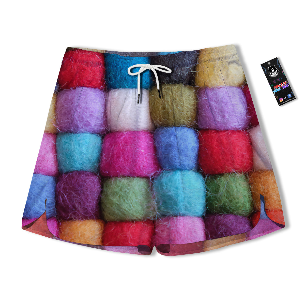 Wool Yarns Colorful Print Men's Running Shorts-grizzshop