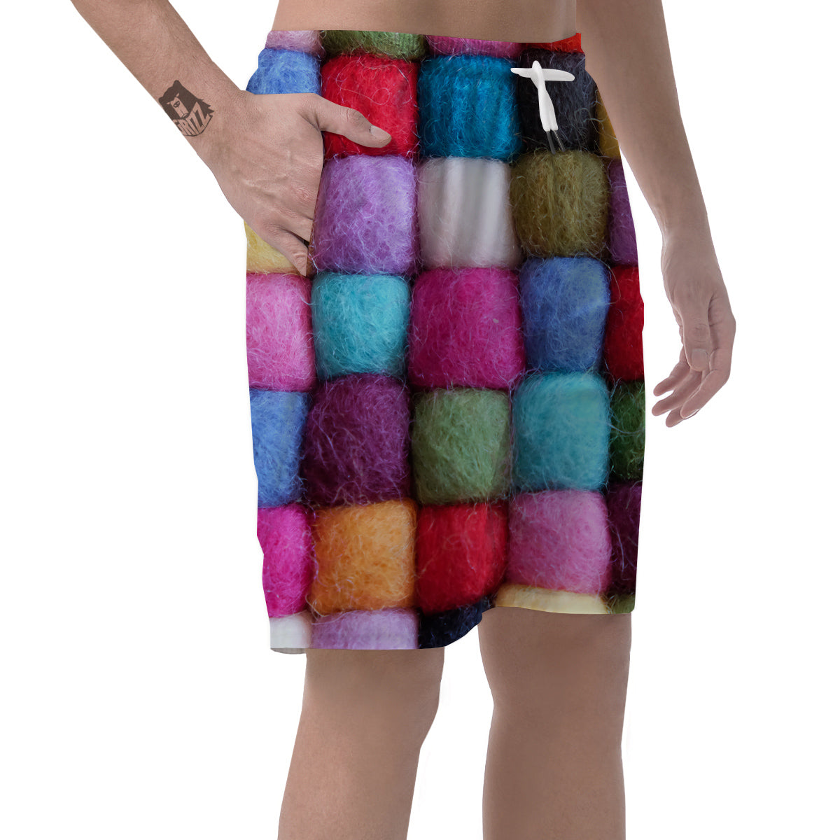 Wool Yarns Colorful Print Men's Shorts-grizzshop