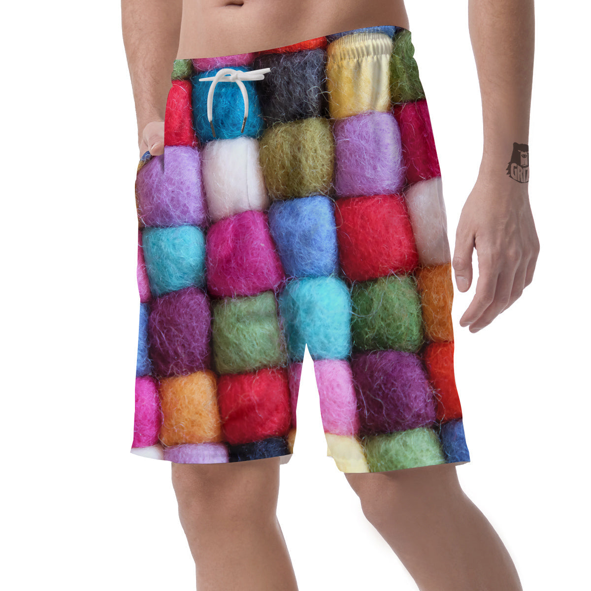Wool Yarns Colorful Print Men's Shorts-grizzshop