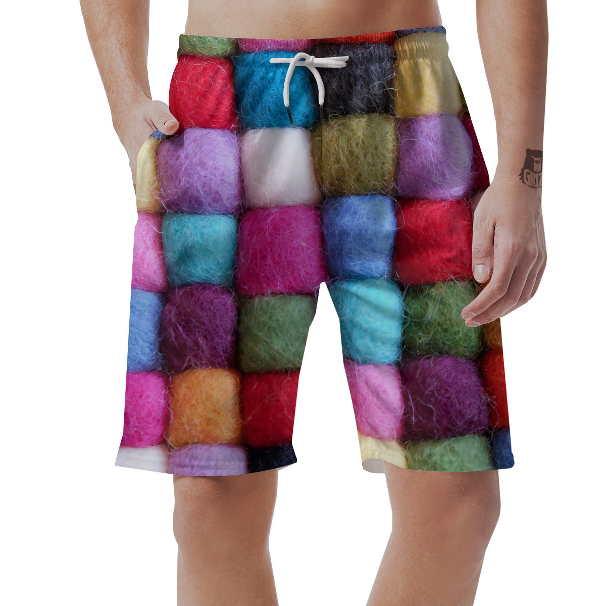 Wool Yarns Colorful Print Men's Shorts-grizzshop