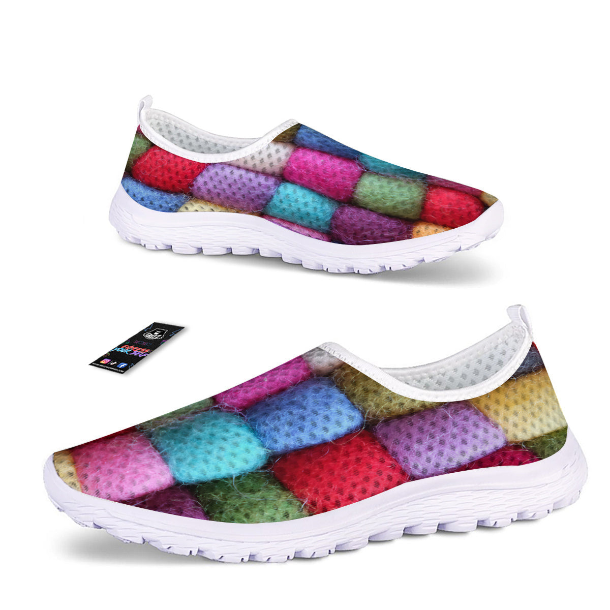 Wool Yarns Colorful Print Nurse Shoes-grizzshop