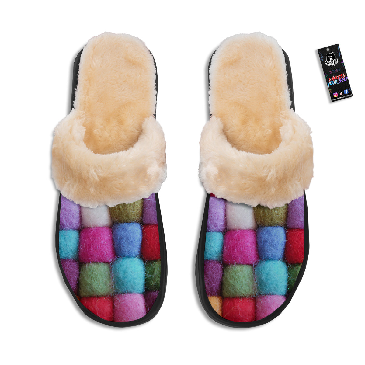 Wool Yarns Colorful Print Slippers-grizzshop