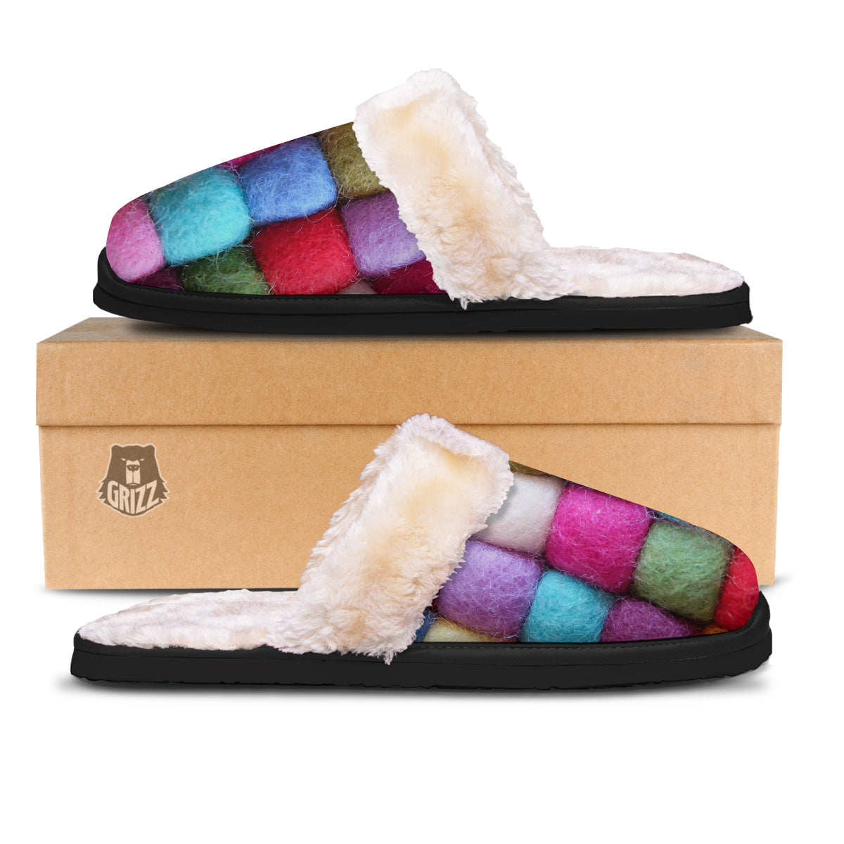 Wool Yarns Colorful Print Slippers-grizzshop