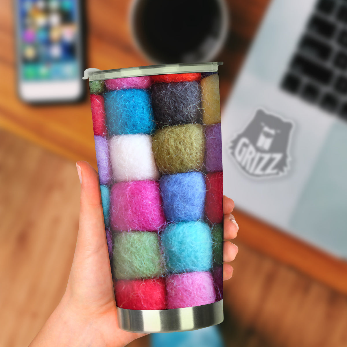 Wool Yarns Colorful Print Tumbler-grizzshop