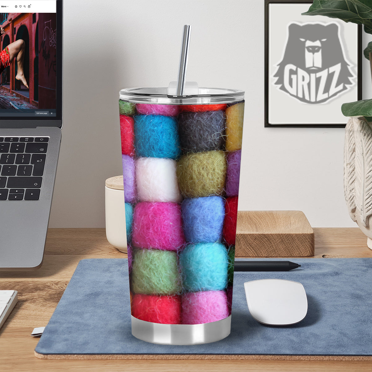 Wool Yarns Colorful Print Tumbler-grizzshop