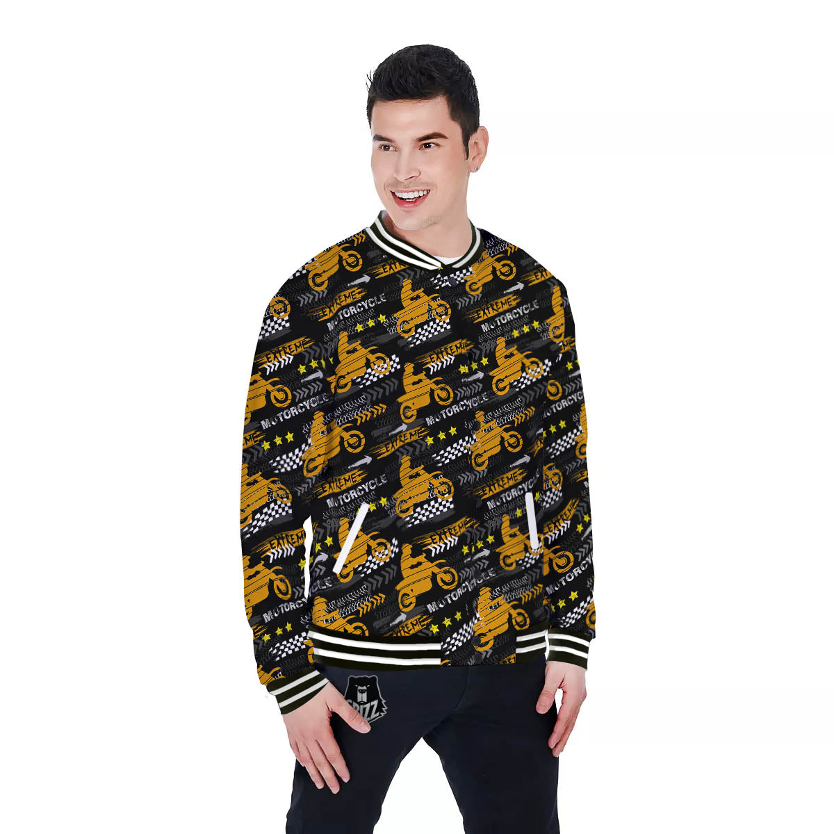 Words Motorcycle Print Pattern Baseball Jacket-grizzshop