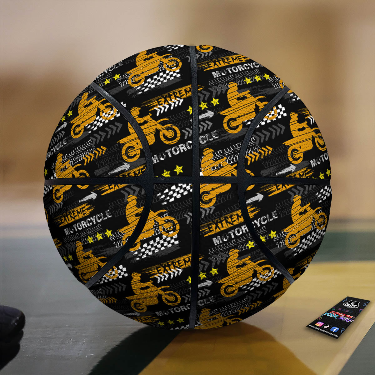 Words Motorcycle Print Pattern Basketball-grizzshop