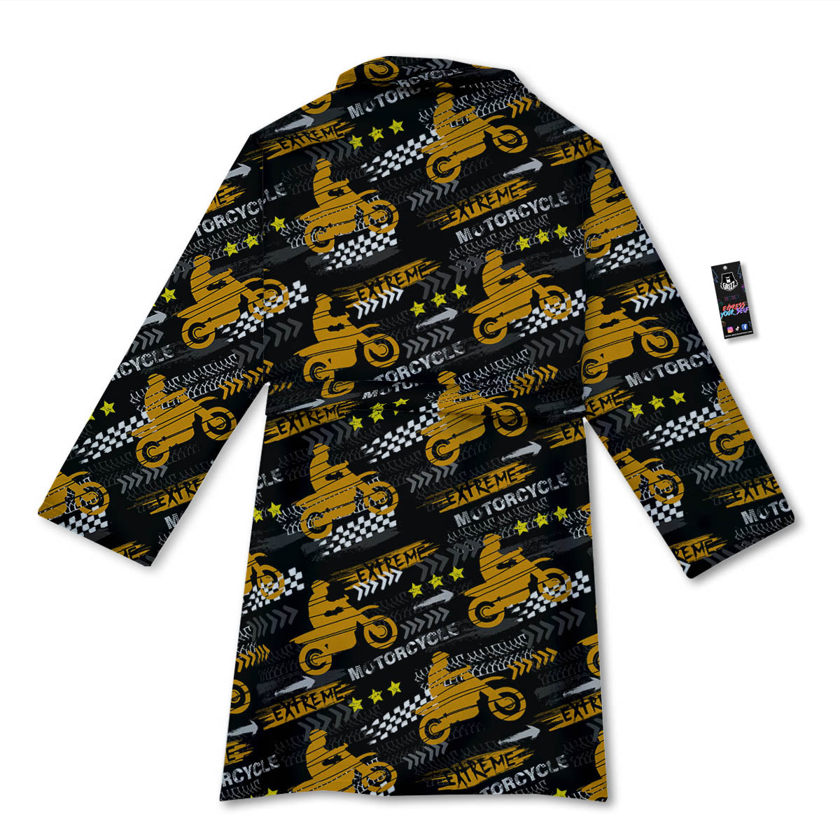 Words Motorcycle Print Pattern Bathrobe-grizzshop