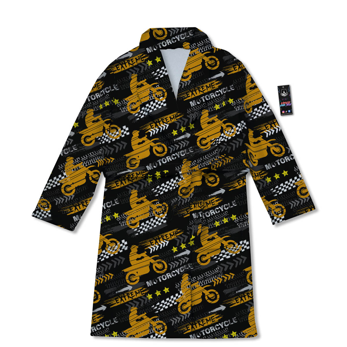Words Motorcycle Print Pattern Bathrobe-grizzshop