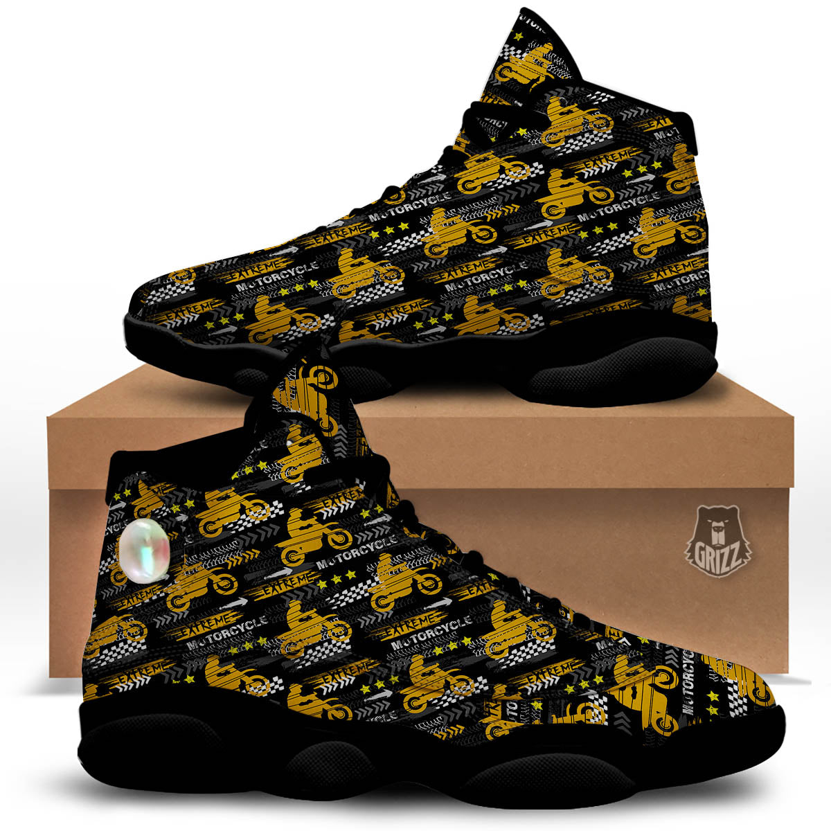Words Motorcycle Print Pattern Black Basketball Shoes-grizzshop