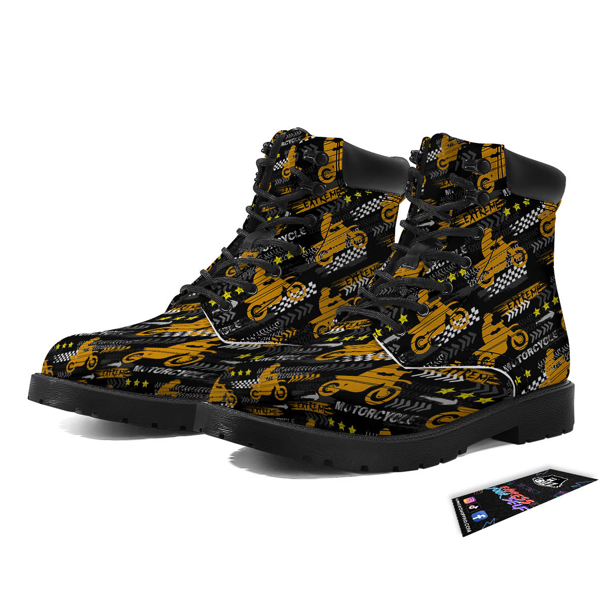 Words Motorcycle Print Pattern Boots-grizzshop